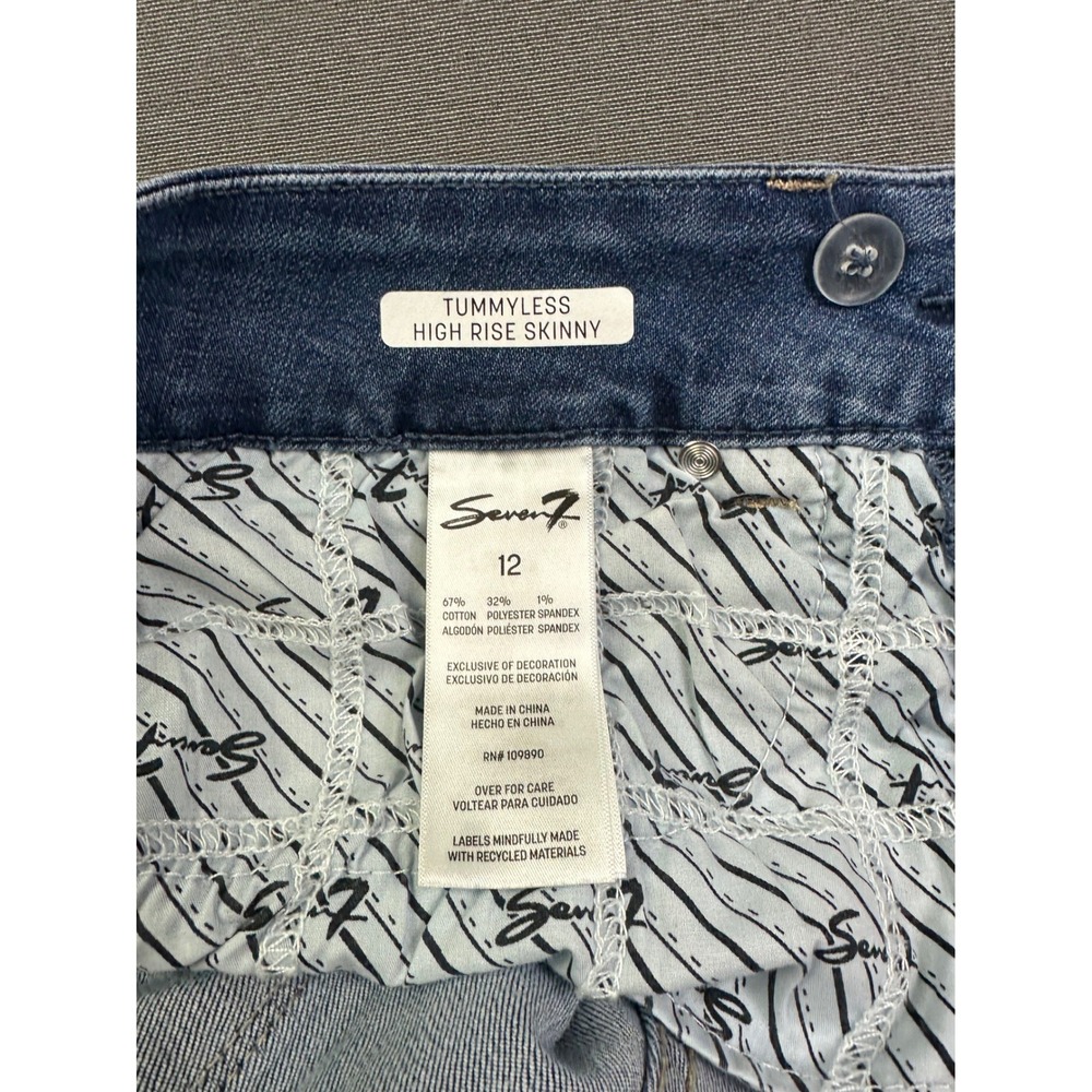 Seven7 Tummyless High Rise Skinny Jeans Womens 12 Medium Wash Stretch Denim